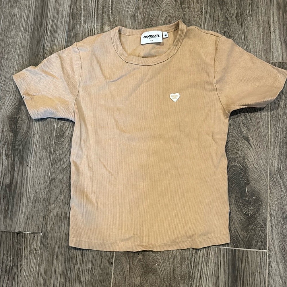 Chocoolate Short Sleeveved Ribbed-Knit tshirt